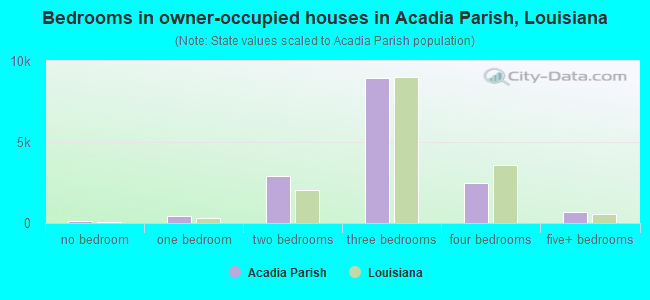 Bedrooms in owner-occupied houses in Acadia Parish, Louisiana