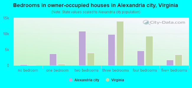 Bedrooms in owner-occupied houses in Alexandria city, Virginia