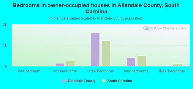 Bedrooms in owner-occupied houses in Allendale County, South Carolina