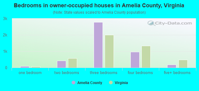 Bedrooms in owner-occupied houses in Amelia County, Virginia