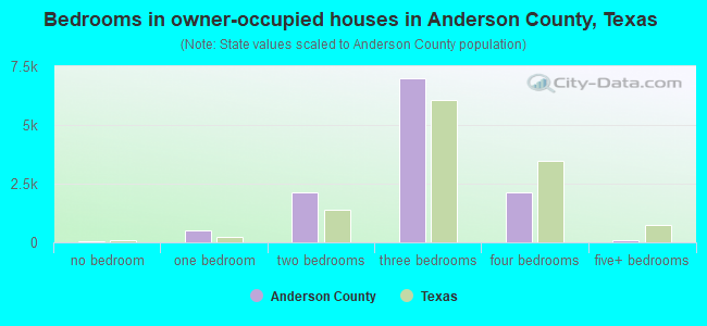 Bedrooms in owner-occupied houses in Anderson County, Texas