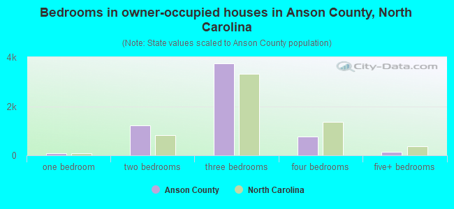 Bedrooms in owner-occupied houses in Anson County, North Carolina
