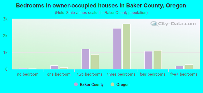 Bedrooms in owner-occupied houses in Baker County, Oregon