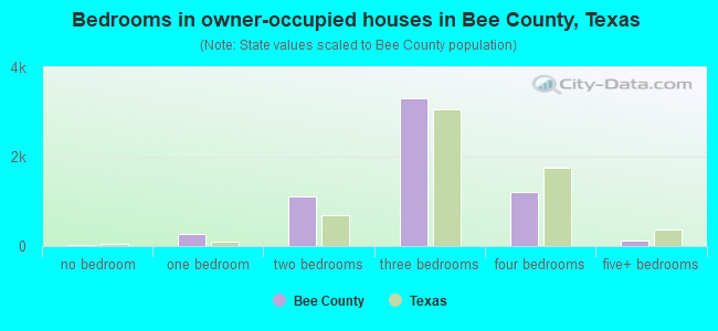 Bedrooms in owner-occupied houses in Bee County, Texas
