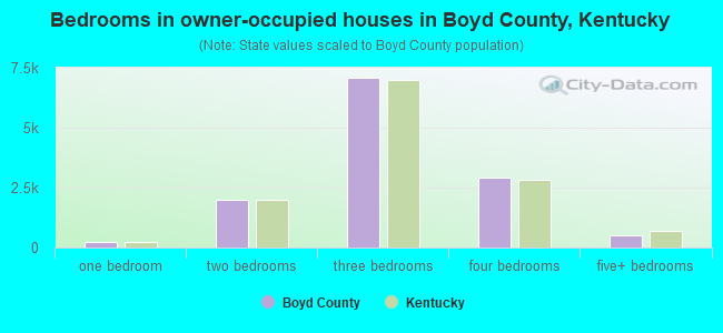 Bedrooms in owner-occupied houses in Boyd County, Kentucky