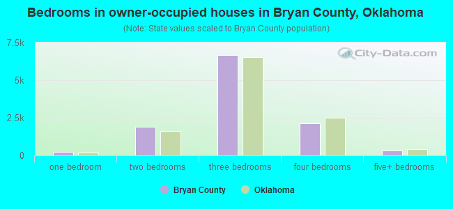 Bedrooms in owner-occupied houses in Bryan County, Oklahoma