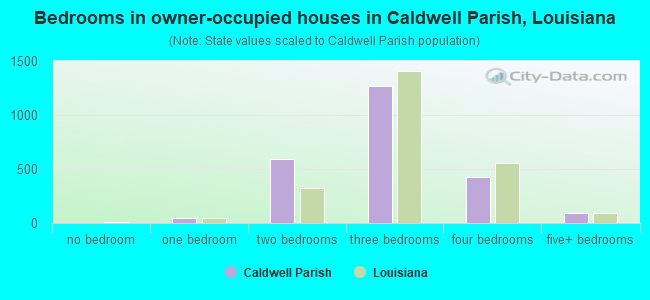 Bedrooms in owner-occupied houses in Caldwell Parish, Louisiana