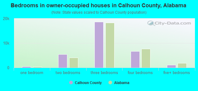 Bedrooms in owner-occupied houses in Calhoun County, Alabama