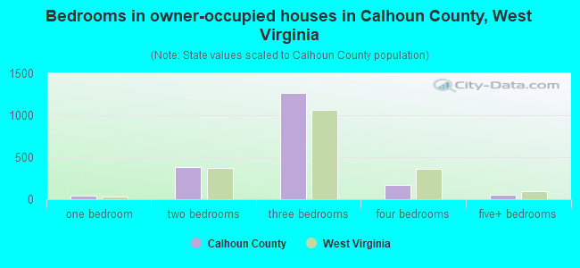 Bedrooms in owner-occupied houses in Calhoun County, West Virginia