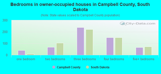 Bedrooms in owner-occupied houses in Campbell County, South Dakota