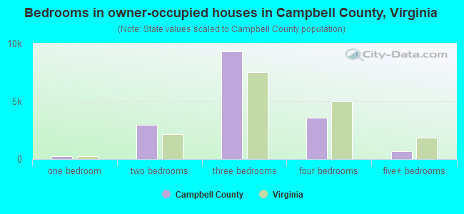 Bedrooms in owner-occupied houses in Campbell County, Virginia