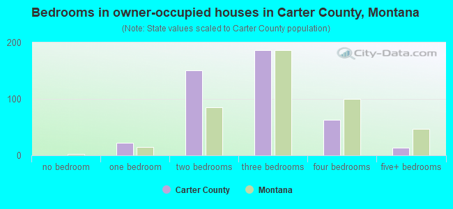 Bedrooms in owner-occupied houses in Carter County, Montana