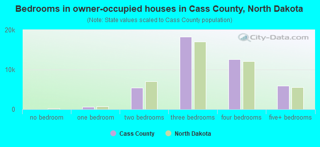 Bedrooms in owner-occupied houses in Cass County, North Dakota