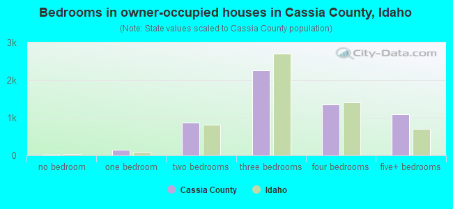 Bedrooms in owner-occupied houses in Cassia County, Idaho