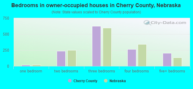 Bedrooms in owner-occupied houses in Cherry County, Nebraska