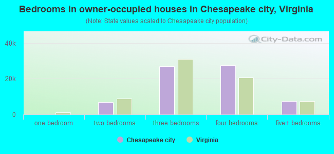 Bedrooms in owner-occupied houses in Chesapeake city, Virginia