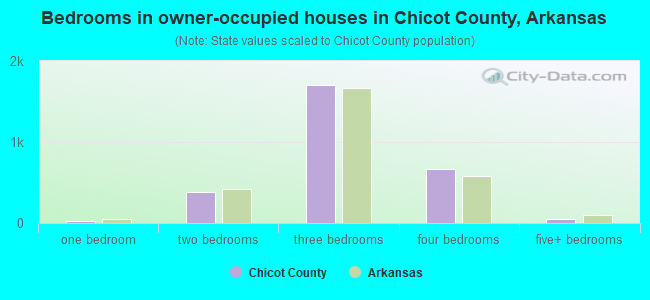 Bedrooms in owner-occupied houses in Chicot County, Arkansas