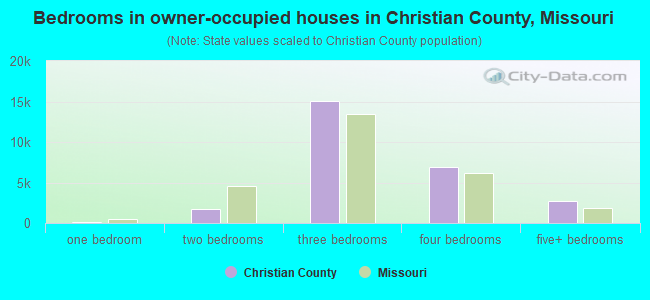 Bedrooms in owner-occupied houses in Christian County, Missouri