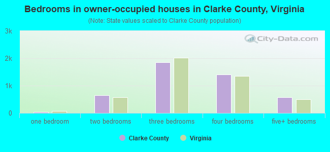Bedrooms in owner-occupied houses in Clarke County, Virginia