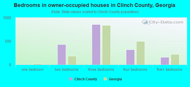 Bedrooms in owner-occupied houses in Clinch County, Georgia