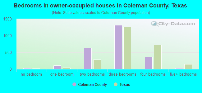 Bedrooms in owner-occupied houses in Coleman County, Texas
