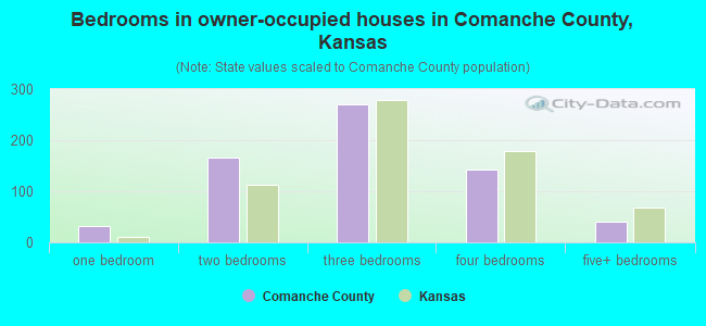 Bedrooms in owner-occupied houses in Comanche County, Kansas