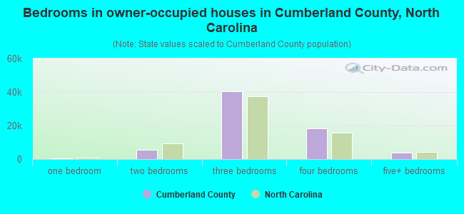 Bedrooms in owner-occupied houses in Cumberland County, North Carolina