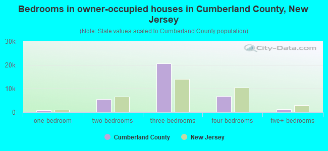 Bedrooms in owner-occupied houses in Cumberland County, New Jersey