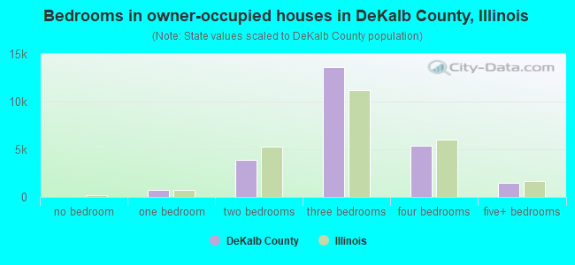 Bedrooms in owner-occupied houses in DeKalb County, Illinois