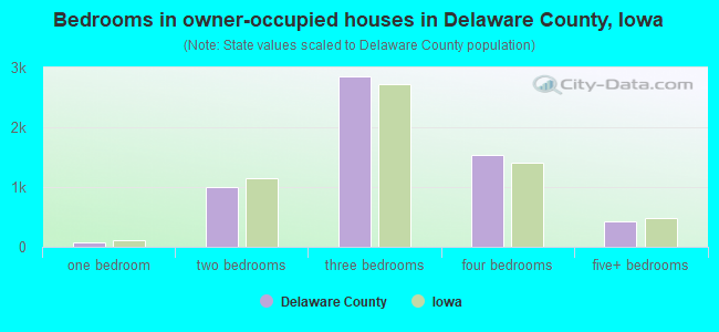 Bedrooms in owner-occupied houses in Delaware County, Iowa