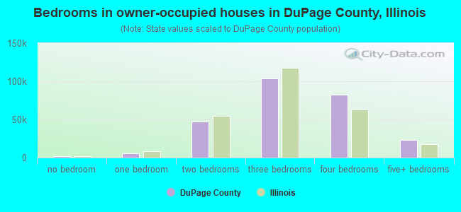 Bedrooms in owner-occupied houses in DuPage County, Illinois