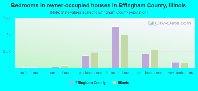 Bedrooms in owner-occupied houses in Effingham County, Illinois