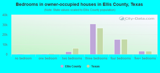 Bedrooms in owner-occupied houses in Ellis County, Texas