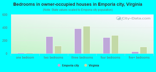 Bedrooms in owner-occupied houses in Emporia city, Virginia