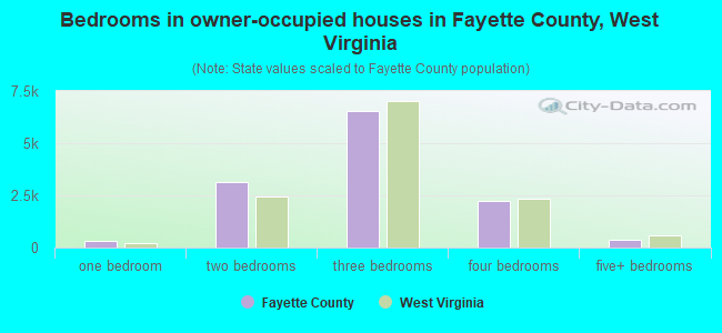 Bedrooms in owner-occupied houses in Fayette County, West Virginia
