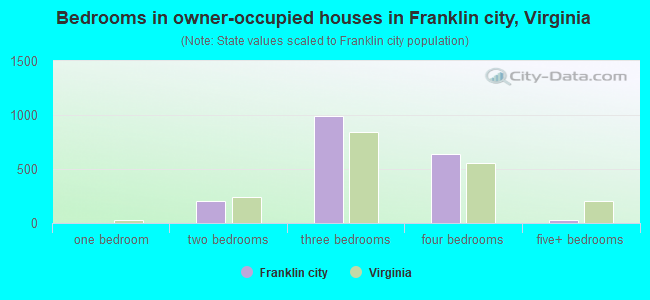 Bedrooms in owner-occupied houses in Franklin city, Virginia