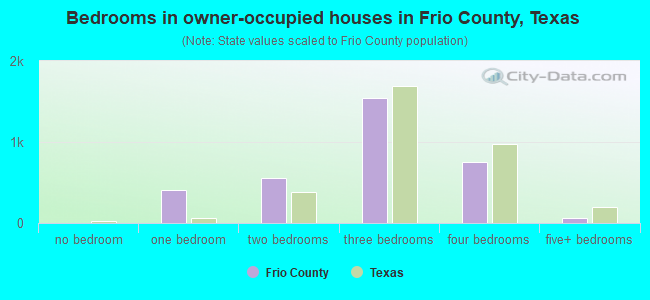 Bedrooms in owner-occupied houses in Frio County, Texas