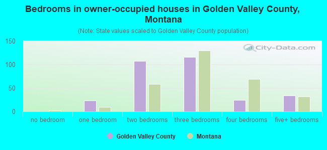 Bedrooms in owner-occupied houses in Golden Valley County, Montana
