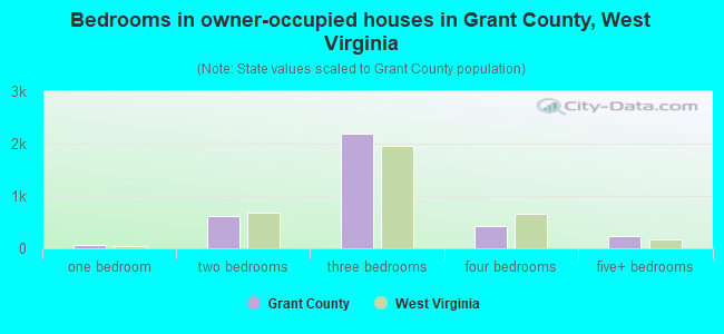 Bedrooms in owner-occupied houses in Grant County, West Virginia