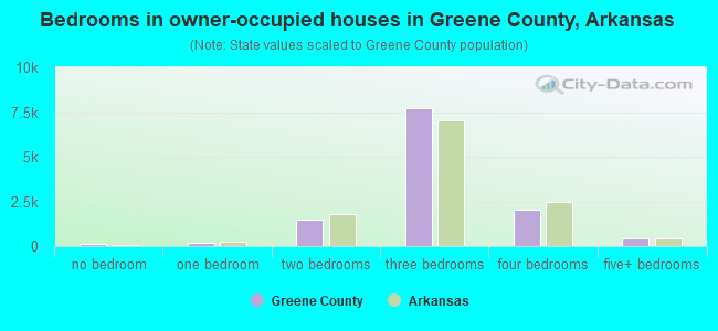 Bedrooms in owner-occupied houses in Greene County, Arkansas