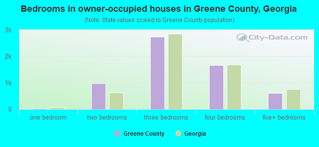 Bedrooms in owner-occupied houses in Greene County, Georgia