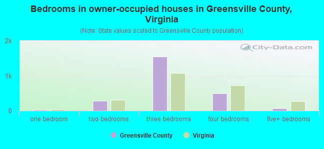 Bedrooms in owner-occupied houses in Greensville County, Virginia