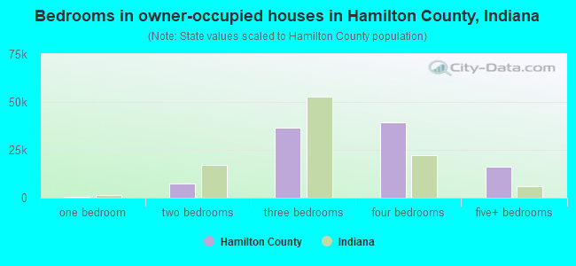 Bedrooms in owner-occupied houses in Hamilton County, Indiana