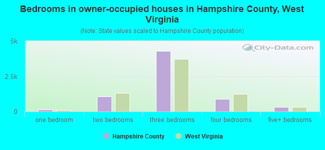 Bedrooms in owner-occupied houses in Hampshire County, West Virginia