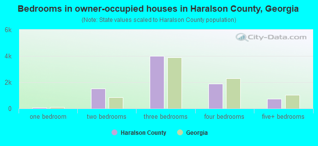 Bedrooms in owner-occupied houses in Haralson County, Georgia