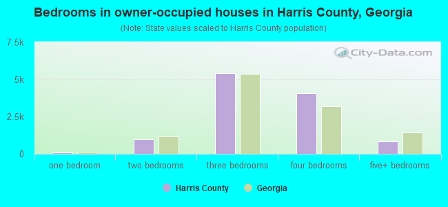 Bedrooms in owner-occupied houses in Harris County, Georgia