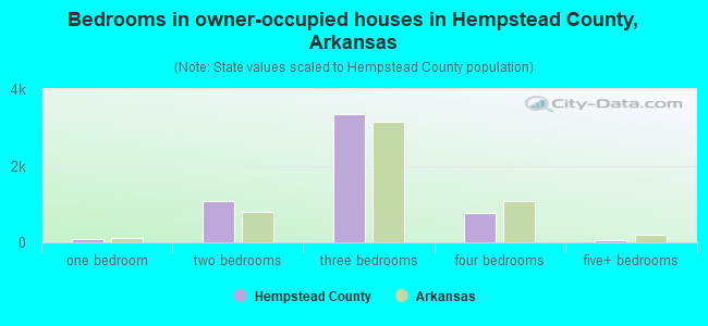 Bedrooms in owner-occupied houses in Hempstead County, Arkansas