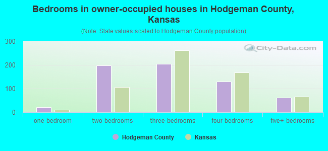 Bedrooms in owner-occupied houses in Hodgeman County, Kansas