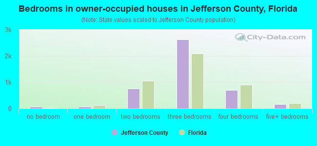 Bedrooms in owner-occupied houses in Jefferson County, Florida