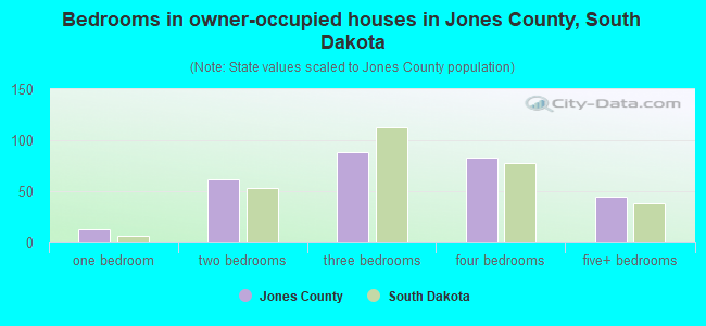 Bedrooms in owner-occupied houses in Jones County, South Dakota